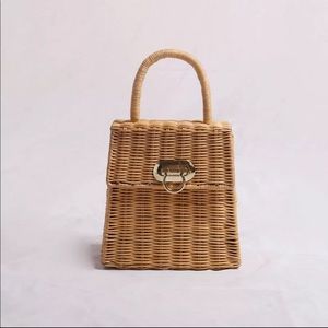 Medium square rattan basket bag NEW